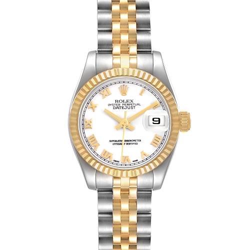 Photo of Rolex Datejust Steel Yellow Gold White Roman Dial Ladies Watch 179173