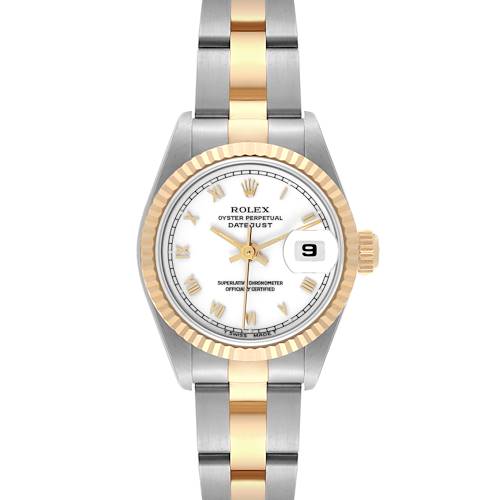 Photo of Rolex Datejust White Roman Dial Steel Yellow Gold Ladies Watch 69173