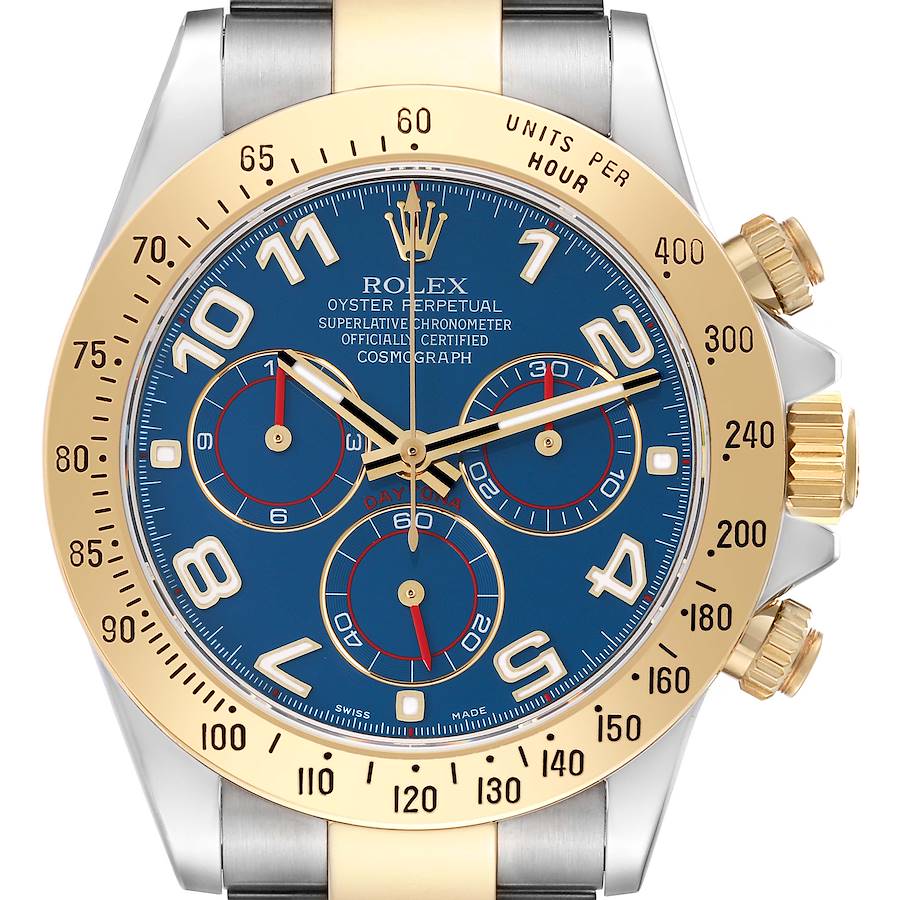 Rolex Daytona Steel Yellow Gold Blue Racing Dial Mens Watch 116523 SwissWatchExpo