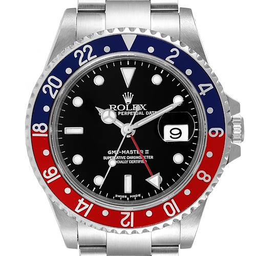 Photo of Rolex GMT Master II Pepsi Red and Blue Bezel Steel Watch 16710 Box Service Card