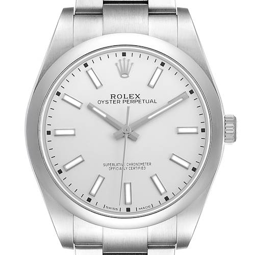 Photo of Rolex Oyster Perpetual 39 Steel Silver Dial Mens Watch 114300 Box Card