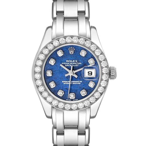 Photo of Rolex Pearlmaster White Gold Sodalite Diamond Ladies Watch 80299 Box Papers