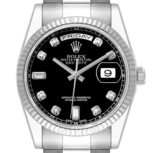 Photo of Rolex President Day-Date White Gold Diamond Dial Mens Watch 118239 Box Card