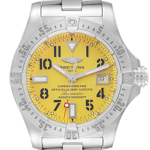 Photo of Breitling Avenger Seawolf Yellow Dial Steel Mens Watch A17330 Box Papers