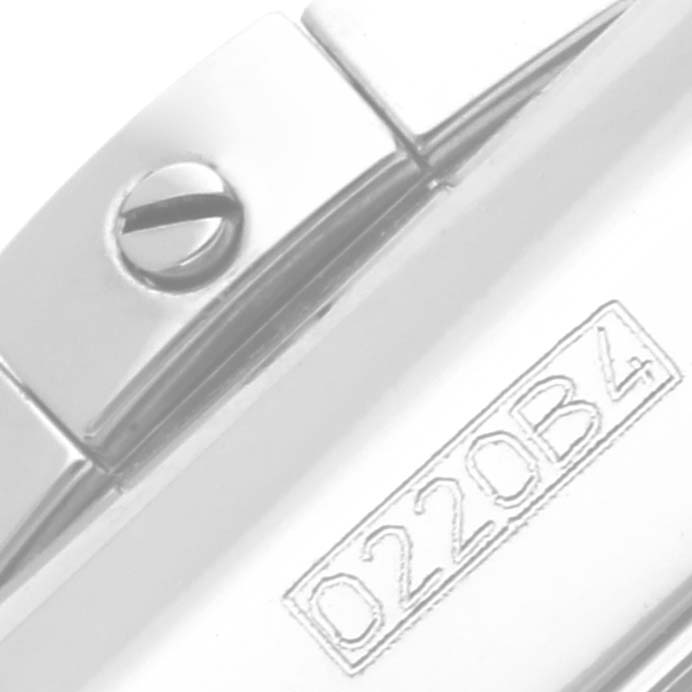 This image shows a close-up of the bracelet link and a screw on the side of the Breitling Chronomat AB01153A1B1A1 Men's Stainless Steel Mother of Pearl Dial AB01153A1B1A1 Men's Stainless Steel Mother of Pearl Dial watch.