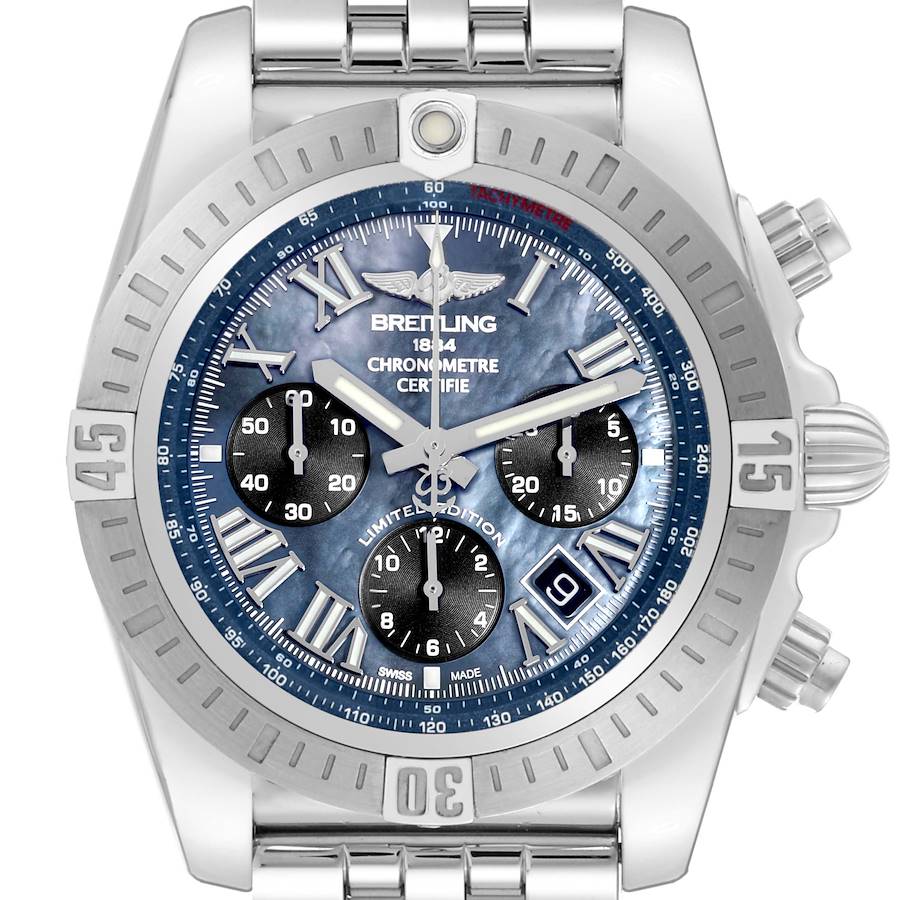 Breitling Chronomat 44 Airbourne Mother of Pearl Dial Steel Mens Watch AB0115 Box Card SwissWatchExpo