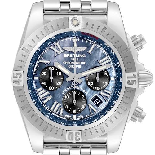 Photo of Breitling Chronomat 44 Airbourne Mother of Pearl Dial Steel Mens Watch AB0115 Box Card