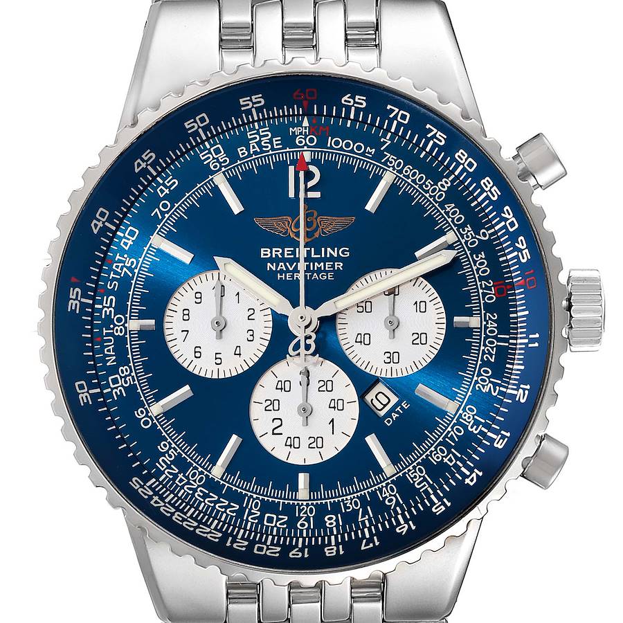 Breitling Navitimer Heritage Blue Dial Steel Mens Watch A35350 SwissWatchExpo