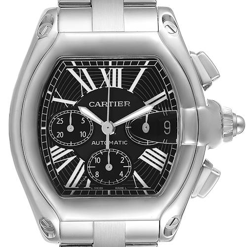 Photo of Cartier Roadster XL Chronograph Black Dial Steel Mens Watch W62020X6