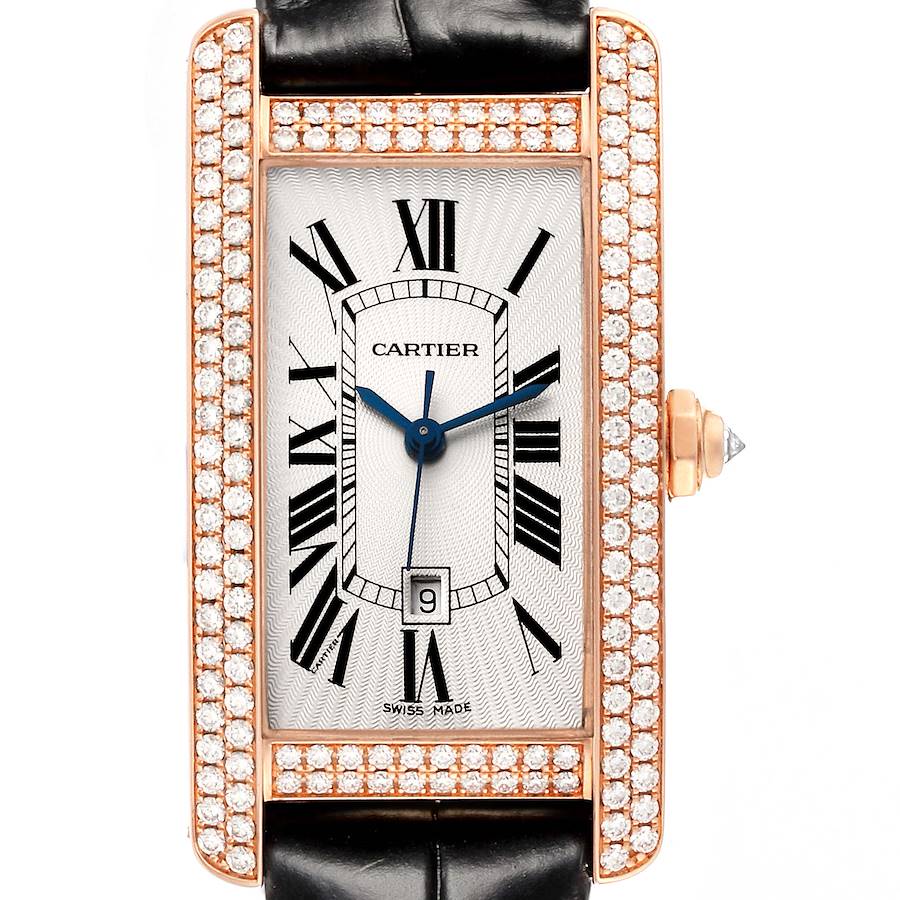 Cartier Tank Americaine Midsize Rose Gold Diamond Ladies Watch 2504 SwissWatchExpo