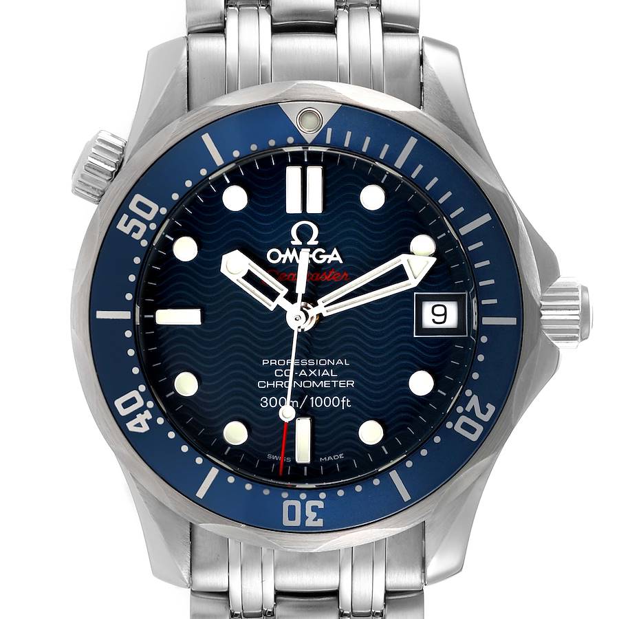 Omega Seamaster Midsize 36mm Co-Axial Blue Dial Watch 2222.80.00 Card SwissWatchExpo