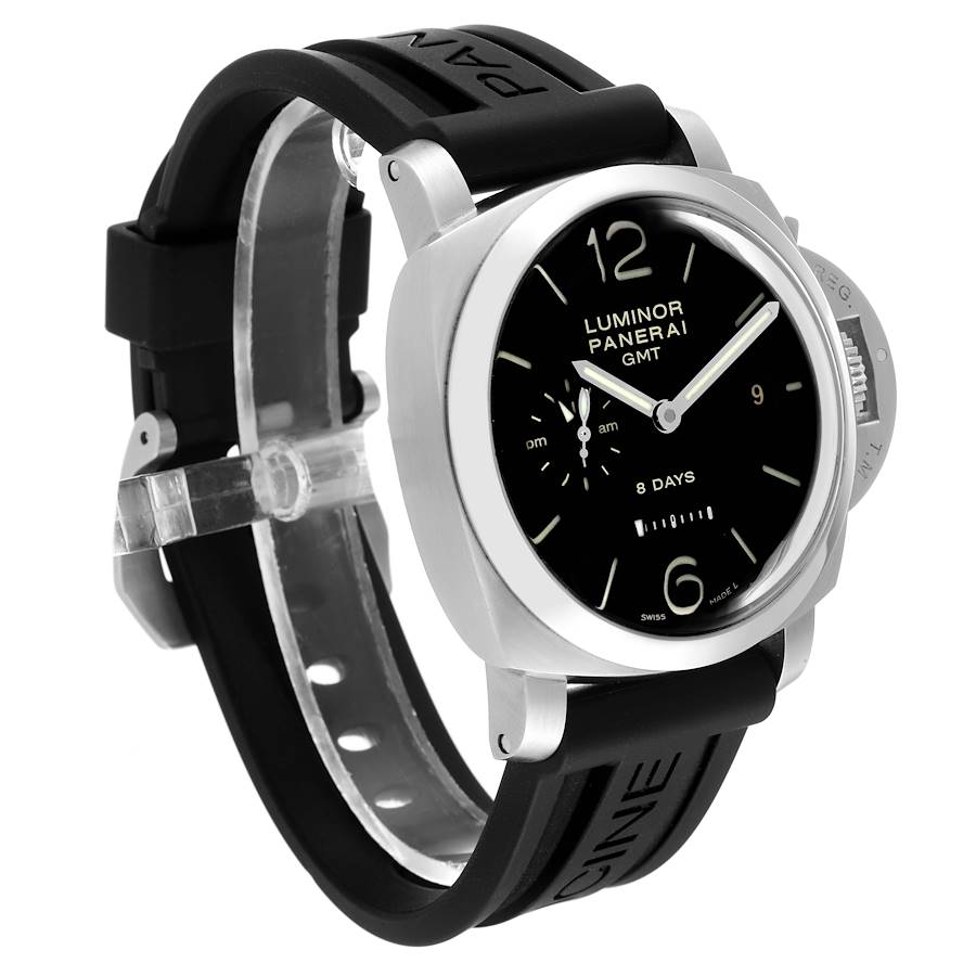 Panerai Luminor 1950 8 Days GMT 24H Steel Mens Watch PAM00233 Box