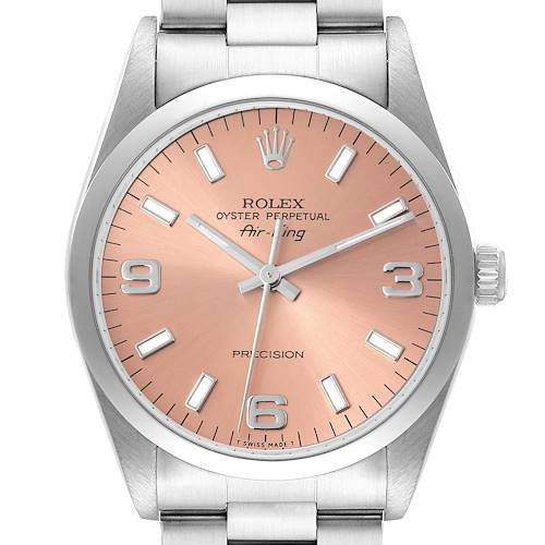 Photo of Rolex Air King Salmon Dial Smooth Bezel Steel Mens Watch 14000