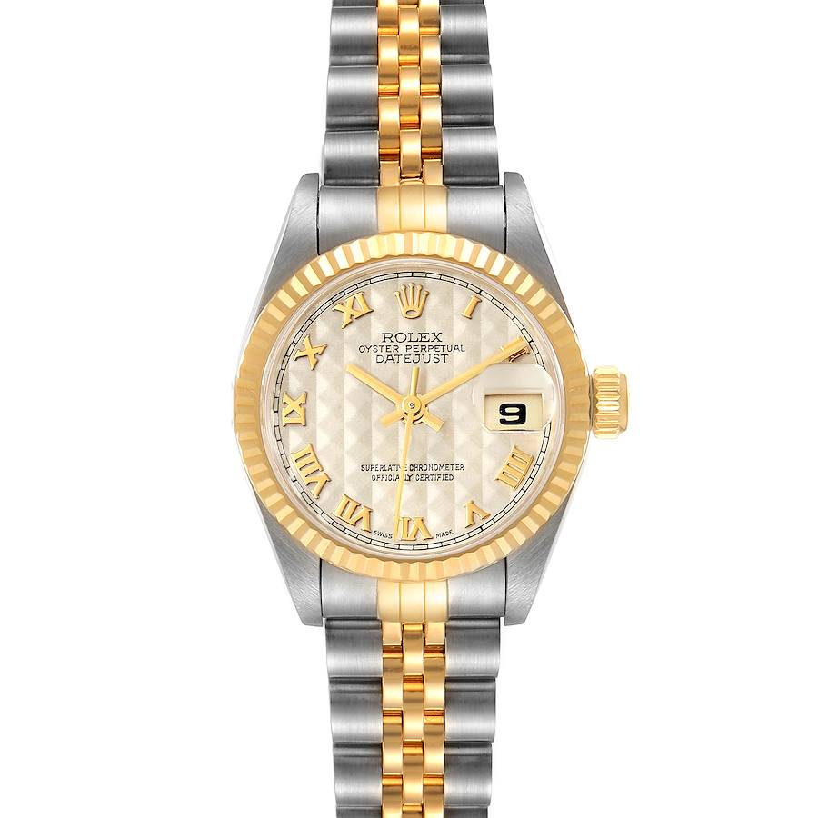 Rolex Datejust 26mm Steel Yellow Gold Pyramid Dial Ladies Watch 69173 Papers SwissWatchExpo