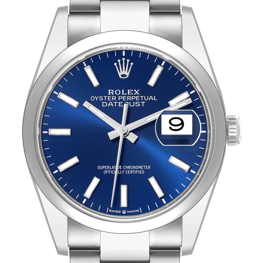 Rolex Datejust 36 Blue Dial Domed Bezel Steel Mens Watch 126200 Unworn SwissWatchExpo