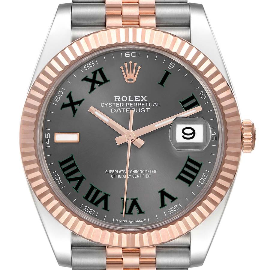 Rolex Datejust 41 Steel Rose Gold Wimbledon Dial Mens Watch 126331 SwissWatchExpo