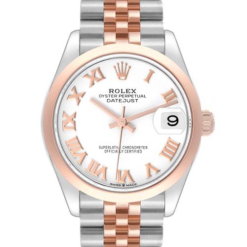 Photo of Rolex Datejust Midsize Steel Rose Gold White Dial Ladies Watch 278241 Box Card