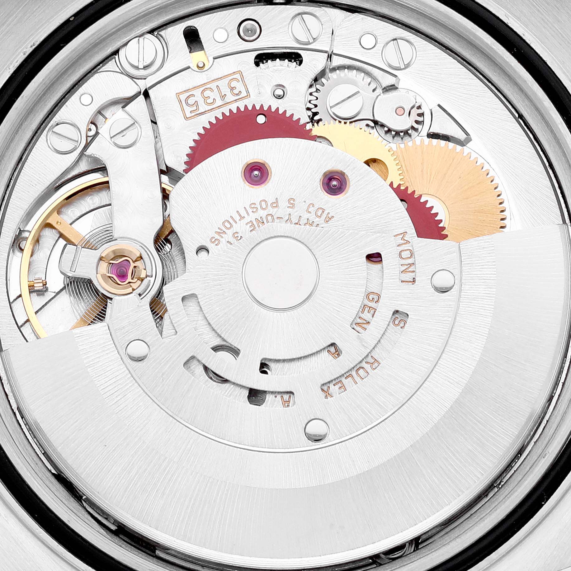 This image shows the intricate movement and inner mechanisms of a Rolex Datejust 16234 Men's Stainless Steel Silver Dial 16234 Men's Stainless Steel Silver Dial watch.