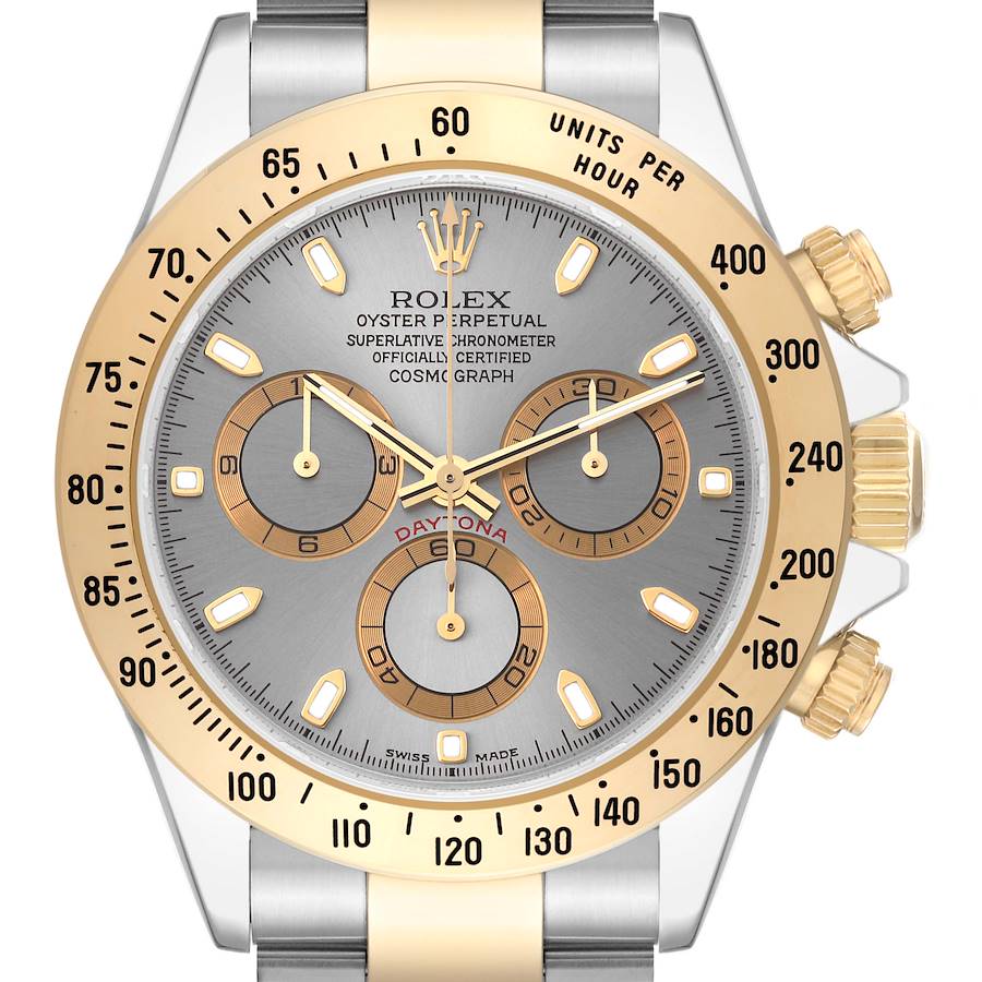 Rolex Daytona Steel Yellow Gold Slate Dial Mens Watch 116523 Box Papers SwissWatchExpo