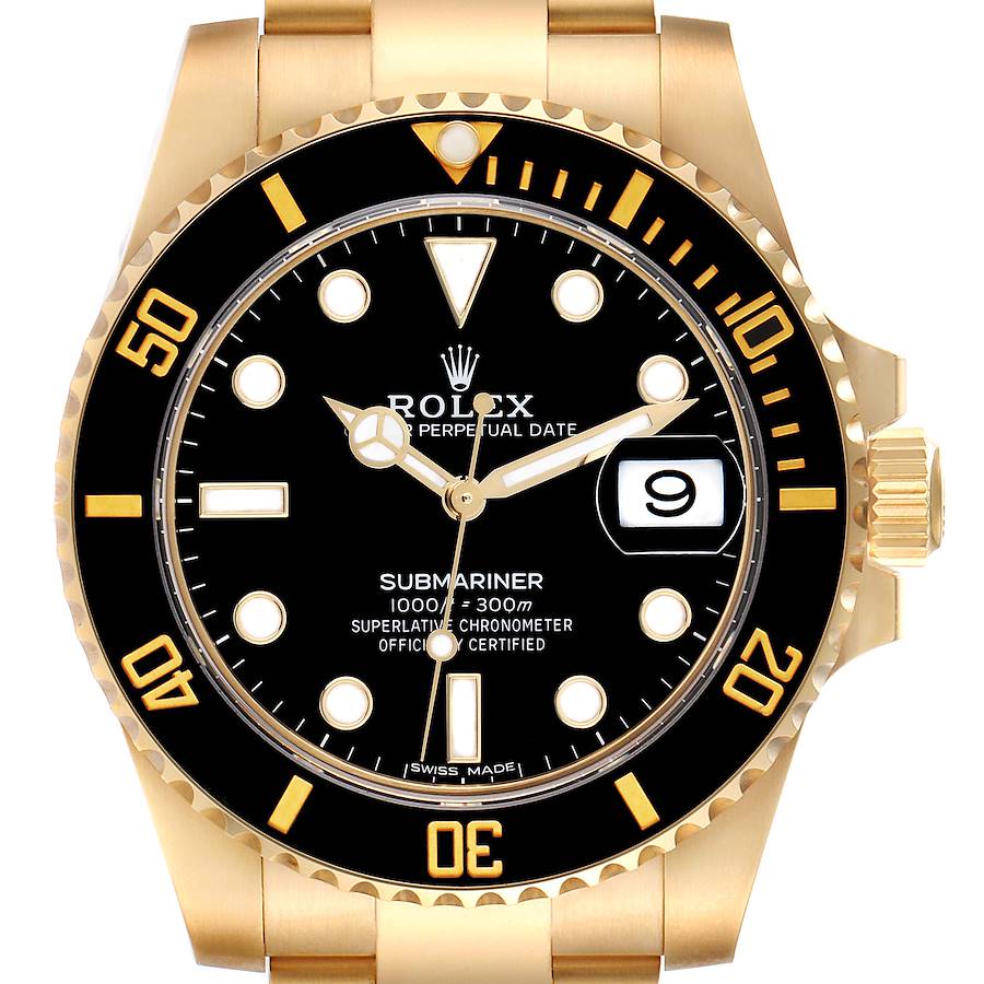 Rolex Submariner Black Dial Yellow Gold Mens Watch 116618 Box Card SwissWatchExpo