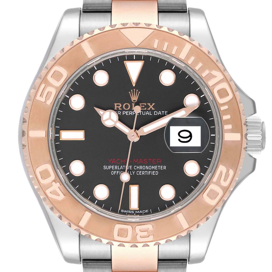 Rolex Yachtmaster 40 Rose Gold Steel Black Dial Mens Watch 116621 SwissWatchExpo