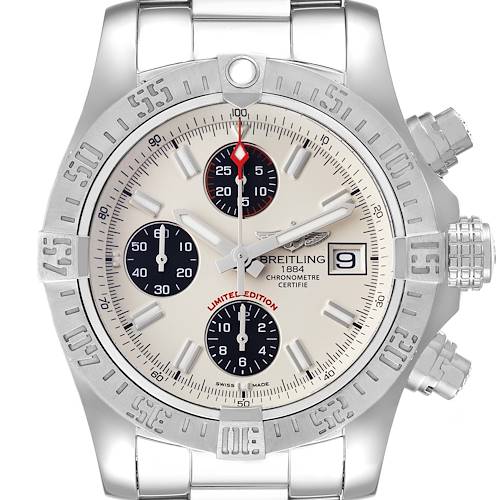 Photo of Breitling Avenger II White Dial Steel Mens Watch A13381 Box Papers