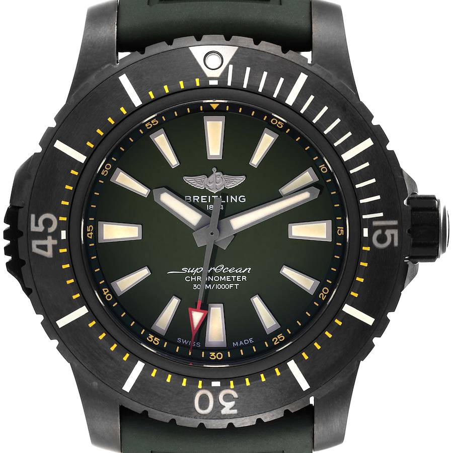 Breitling Superocean 48 Green Dial Titanium Mens Watch V17369 Unworn SwissWatchExpo