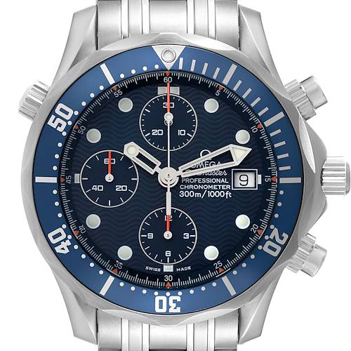Photo of Omega Seamaster Blue Dial Chronograph Steel Mens Watch 2599.80.00 Box Card