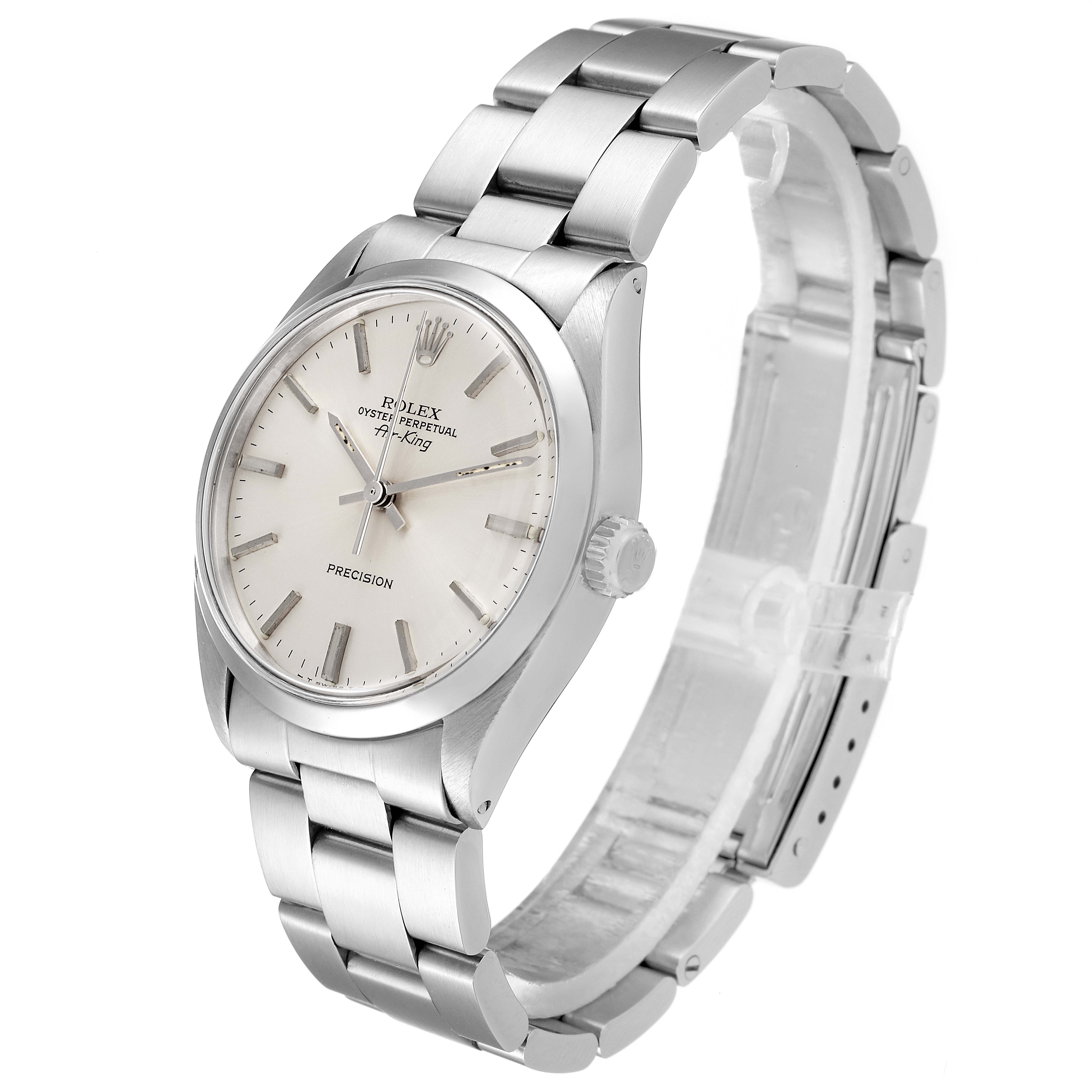This Rolex Vintage Collection 5500 Men's Stainless Steel Silver Dial 5500 Men's Stainless Steel Silver Dial model is shown at a slight angle emphasizing the watch face, crown, and metallic bracelet.