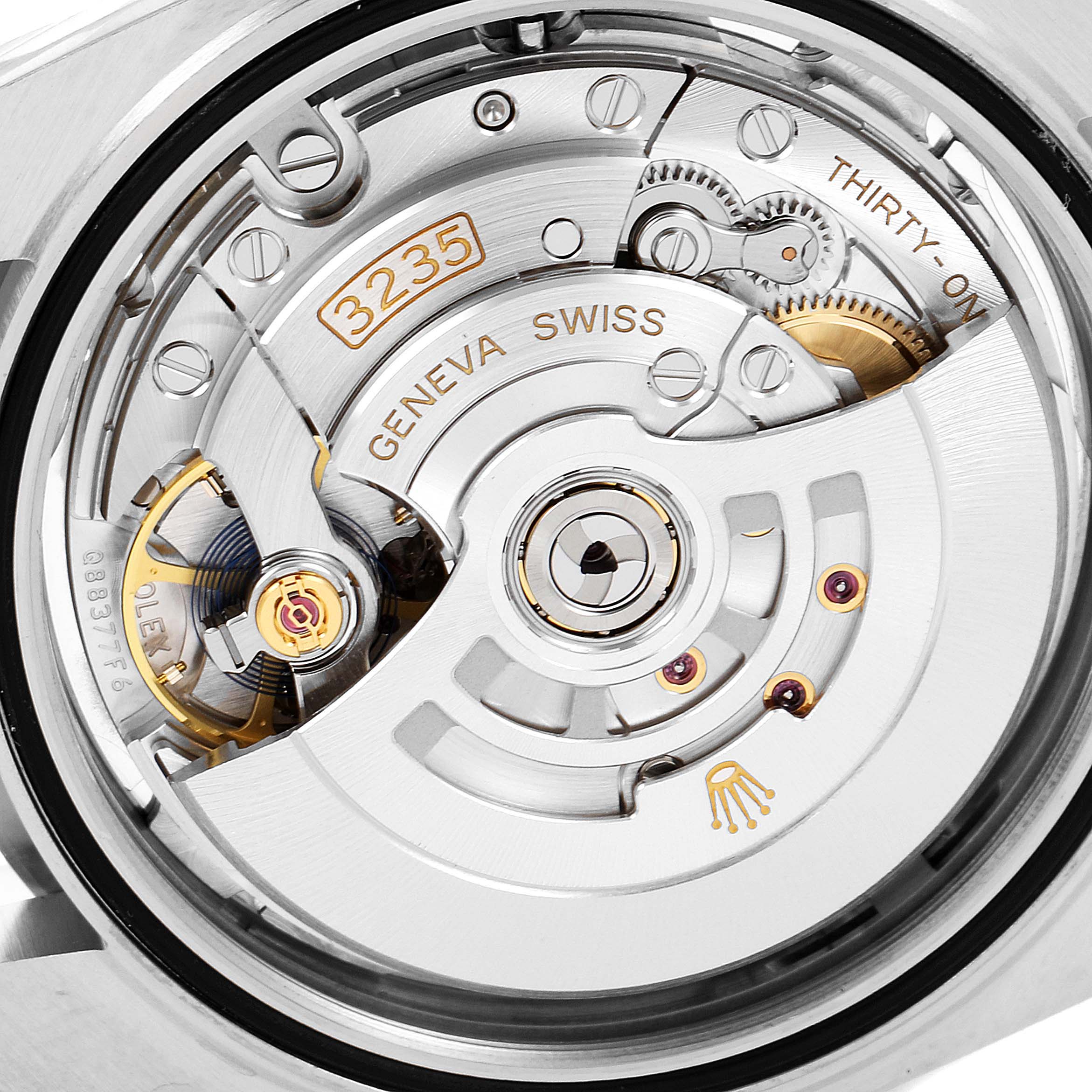 The image shows the back view of the Rolex Datejust 41 126334 Men
s Stainless Steel Silver Dial 126334 Men
s Stainless Steel Silver Dial model, highlighting its intricate movement and internal components.