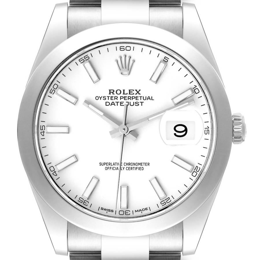 Rolex Datejust 41 White Dial Stainless Steel Mens Watch 126300 SwissWatchExpo