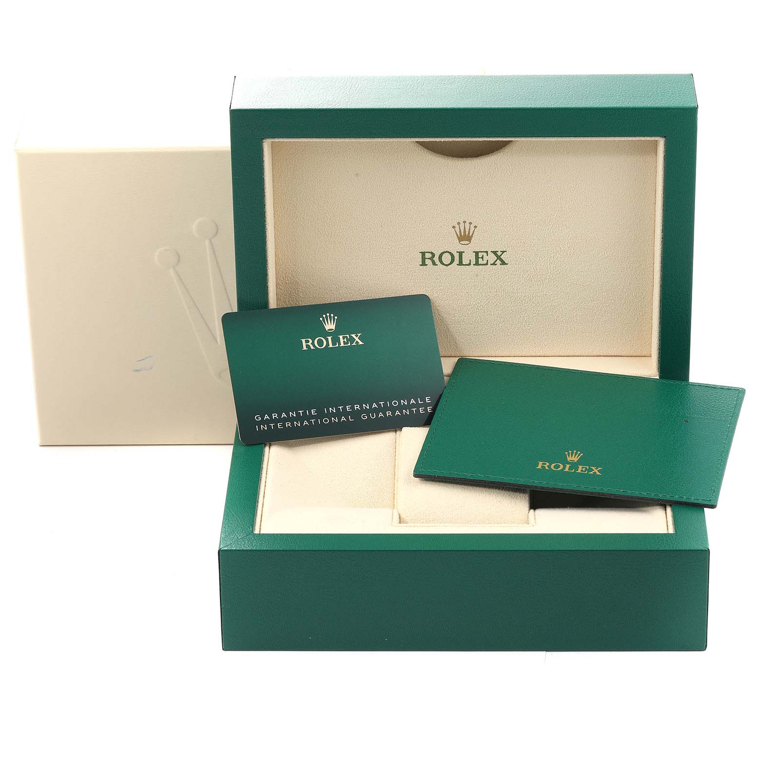 This image shows the box and warranty card for a Rolex Datejust 179171 Women's Steel and Gold (two tone) Black Dial 179171 Women's Steel and Gold (two tone) Black Dial watch.