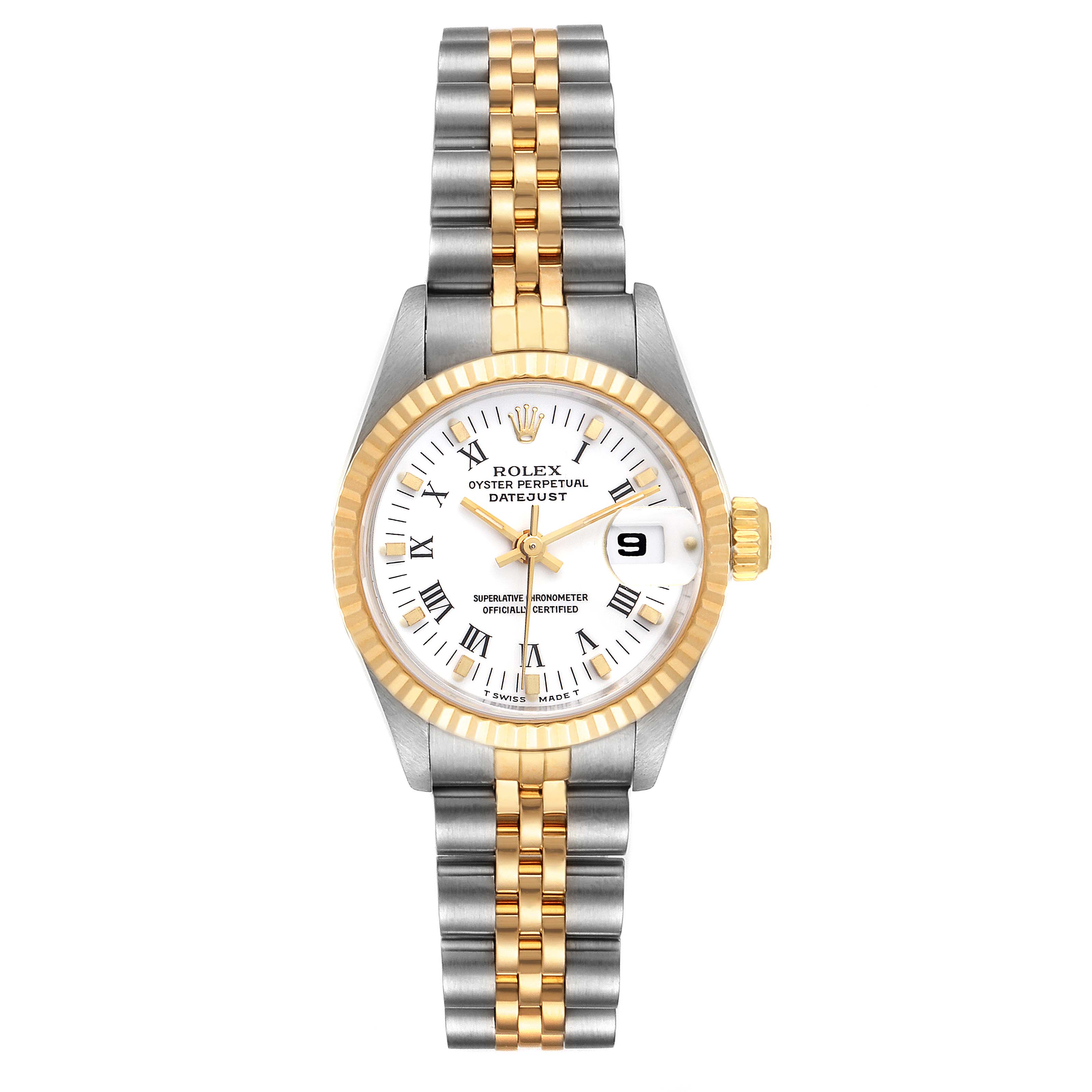 Rolex Datejust Steel Yellow Gold White Roman Dial Ladies Watch 69173 ...