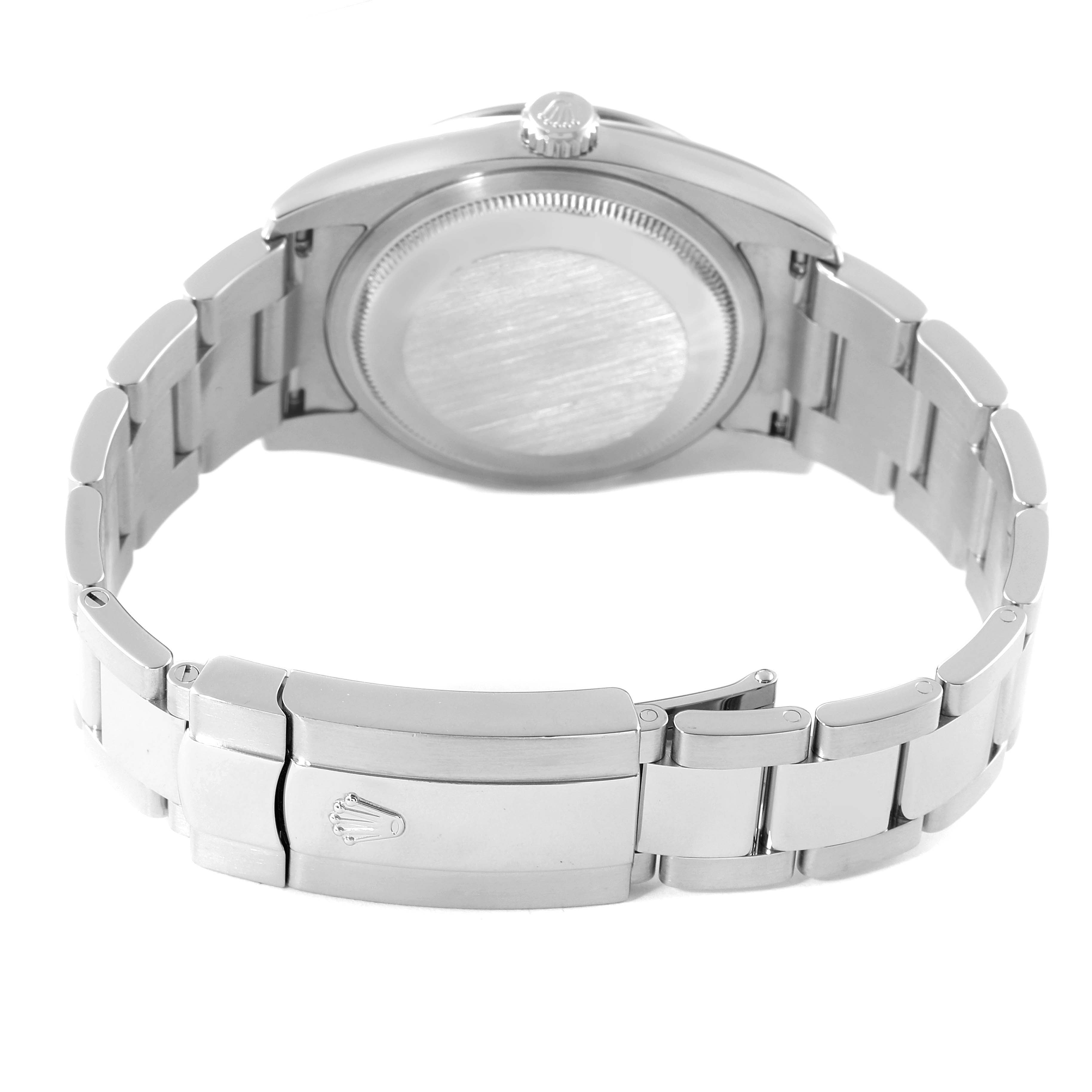 The image shows the backside and bracelet of a Rolex Turn-o-Graph 116264 Men's Stainless Steel Blue Dial 116264 Men's Stainless Steel Blue Dial watch, highlighting the clasp and watch case back.