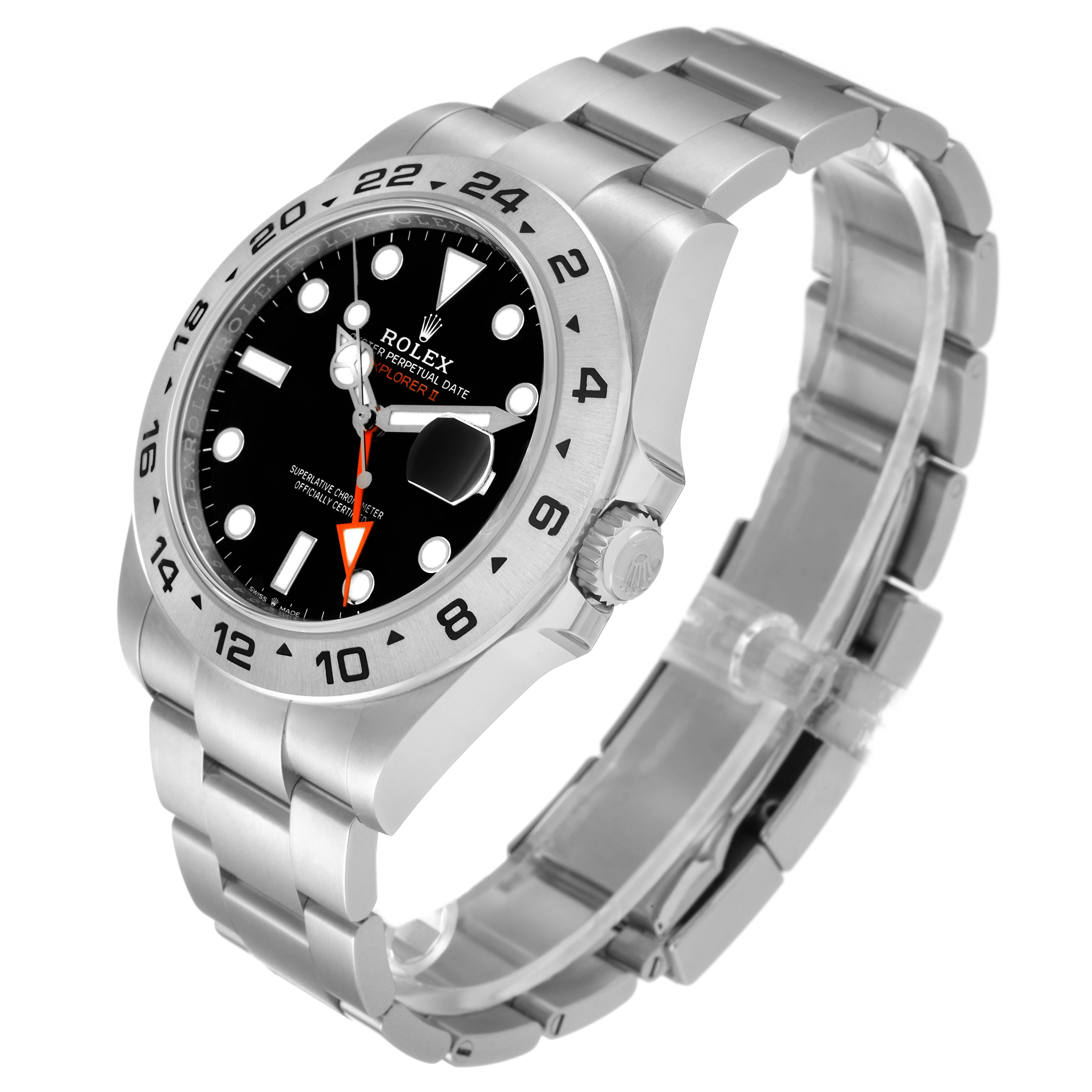 The image shows a frontal angled view of the Rolex Explorer 226570 Men
s Stainless Steel Black Dial 226570 Men
s Stainless Steel Black Dial watch, highlighting its dial, bezel, crown, and bracelet.