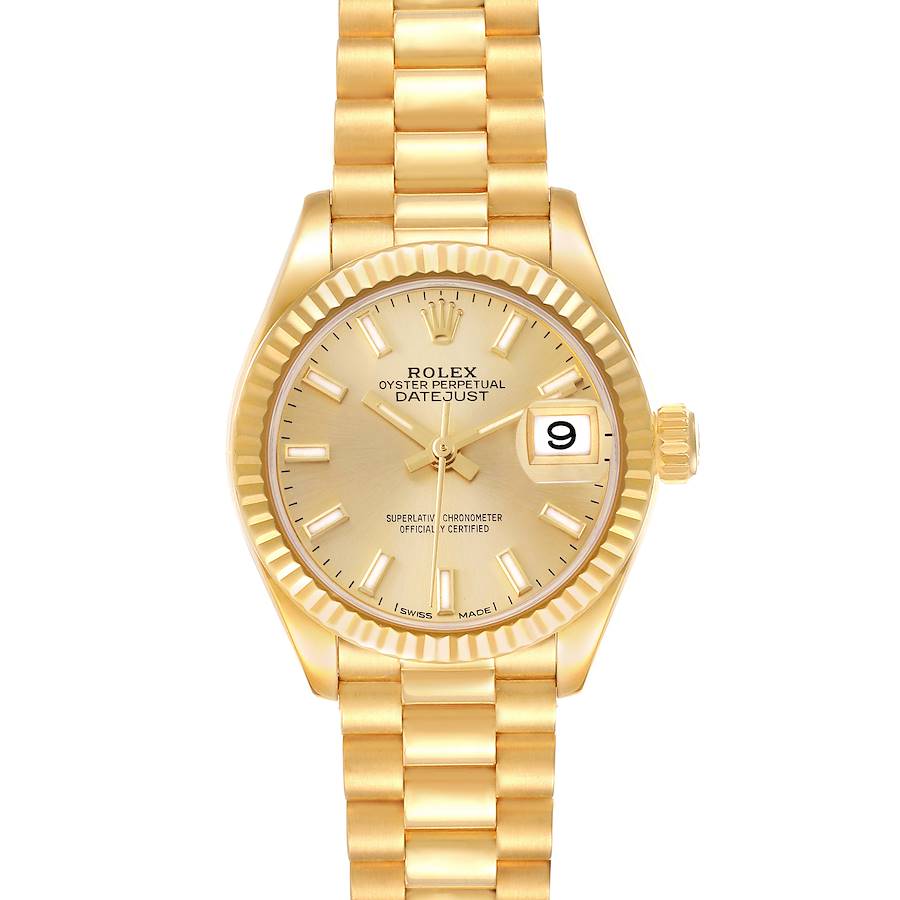 Rolex President Datejust Yellow Gold Champagne Dial Ladies Watch 279178 SwissWatchExpo
