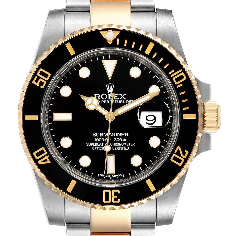 Rolex Submariner Steel Yellow Gold Black Dial Mens Watch 116613 Box Card SwissWatchExpo