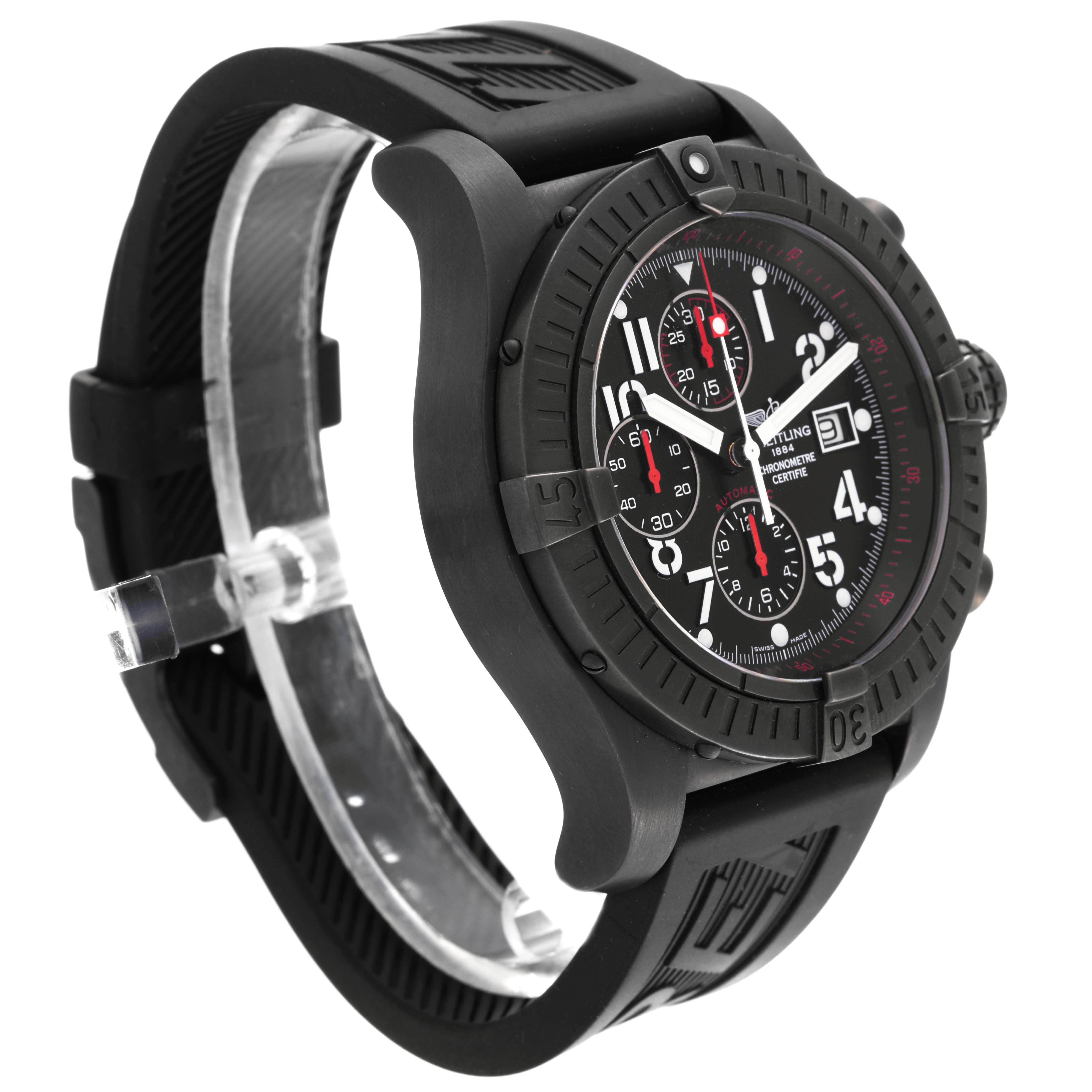 This image shows a side and front angle of the Breitling Limited Series watch, highlighting the face, bezel, and band.