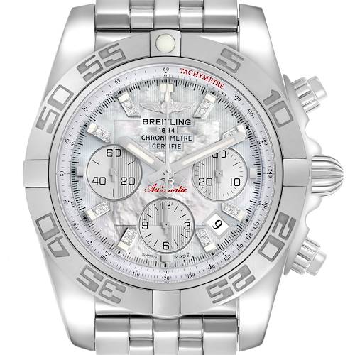 Photo of Breitling Chronomat 01 Steel Diamond Dial Mens Watch AB0110 Box Papers