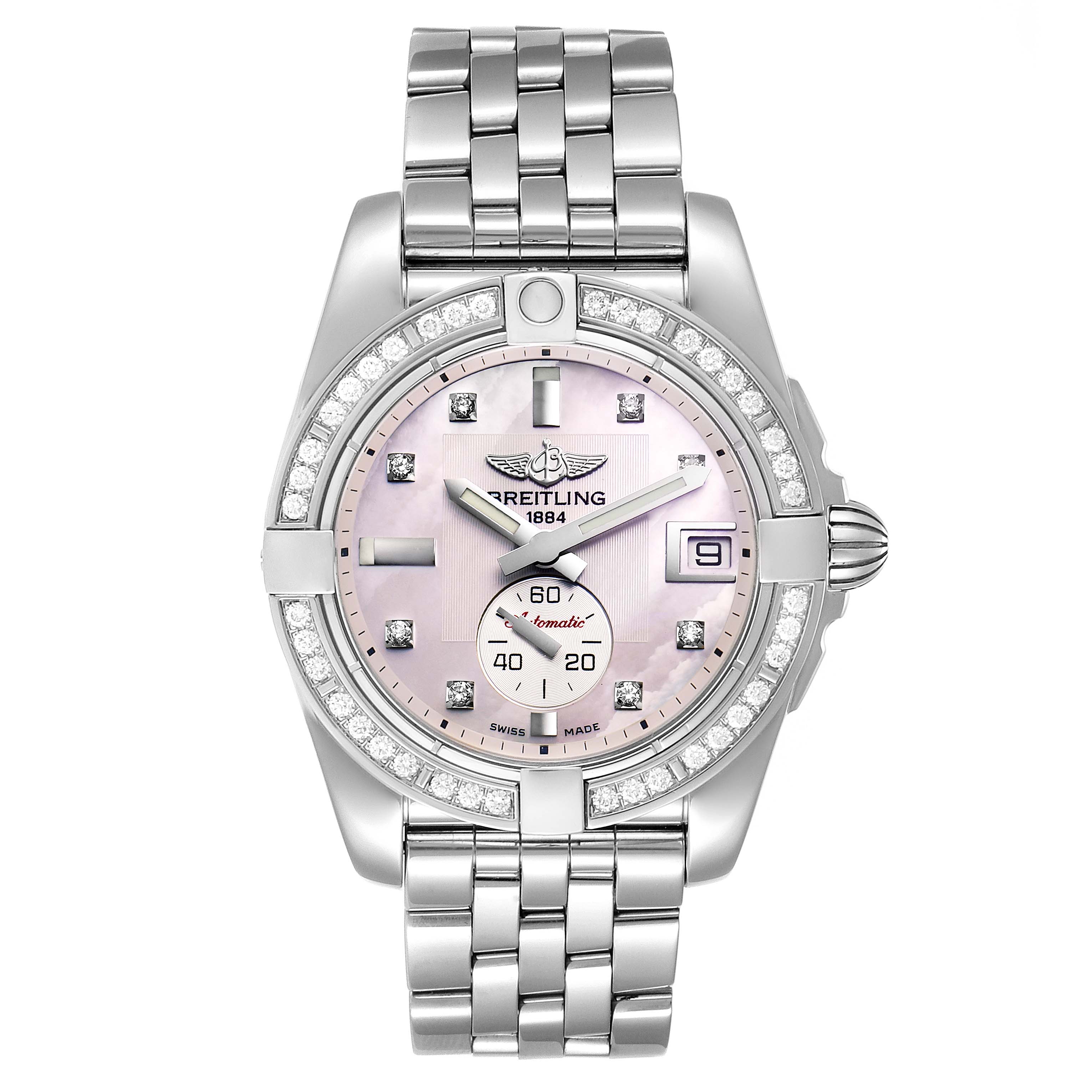 Breitling Galactic 36 Mother of Pearl Diamond Steel Ladies Watch A37330