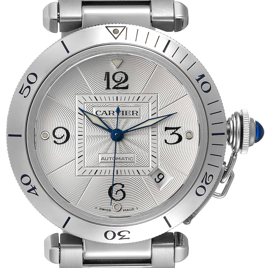 Cartier Pasha 38mm Silver Dial Steel Unisex Watch W31040H3 SwissWatchExpo
