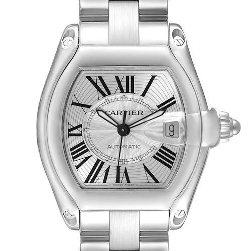 Photo of Cartier Roadster Large Silver Dial Steel Mens Watch W62025V3 Papers