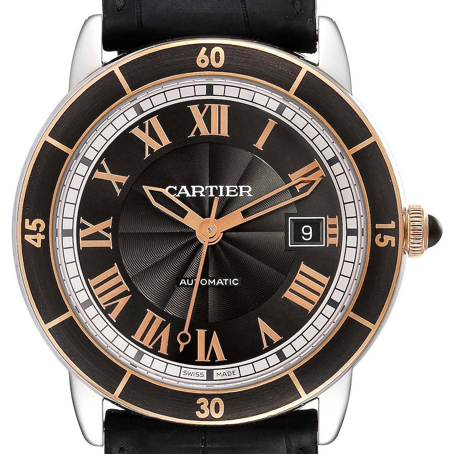 Cartier Ronde Croisiere Steel Rose Gold Grey Dial Mens Watch W2RN0005 SwissWatchExpo