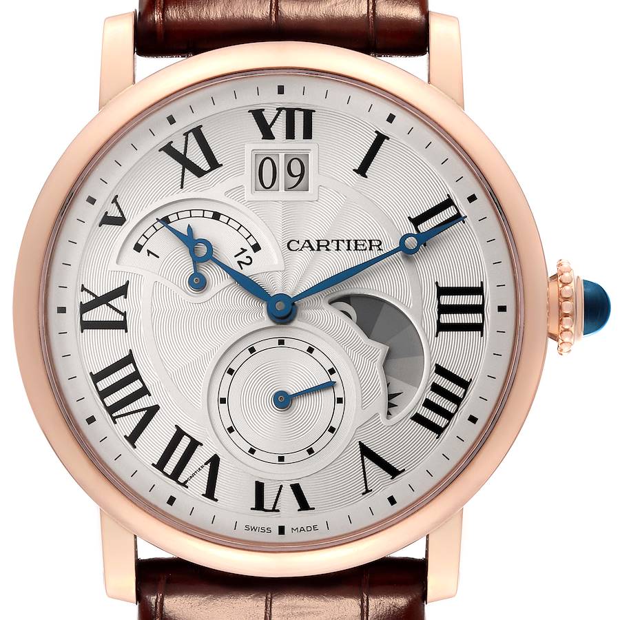 Cartier Rotonde Retrograde GMT Time Zone Rose Gold Watch W1556240 Box Card SwissWatchExpo