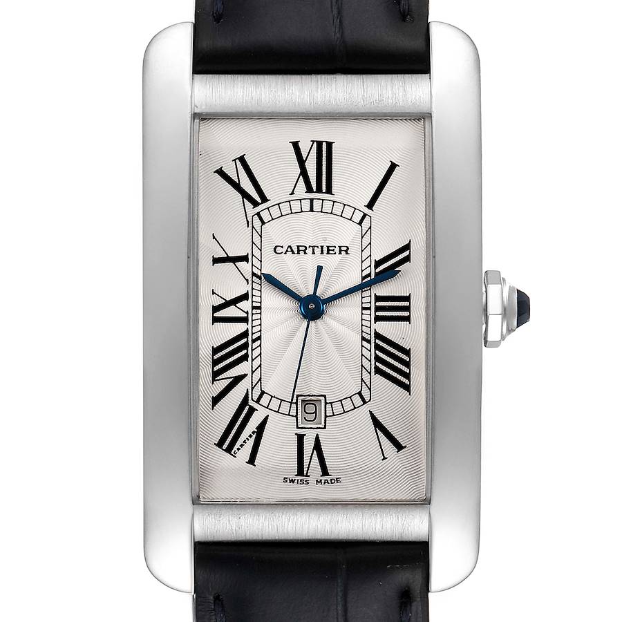 Cartier Tank Americaine 18K White Gold Large Silver Dial Mens Watch W2603256 SwissWatchExpo