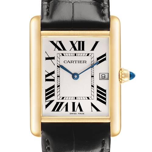 Photo of Cartier Tank Louis Yellow Gold Black Strap Mens Watch W1529756