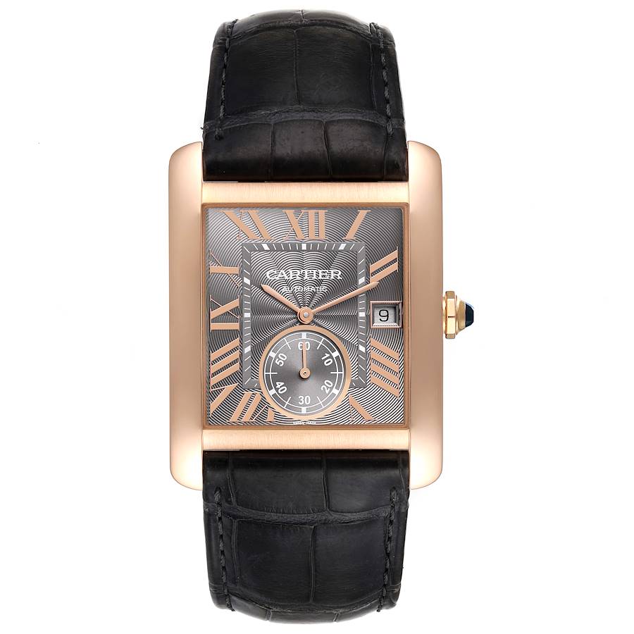 Cartier Tank MC Rose Gold Grey Dial Black Strap Mens Watch W5330002 ...