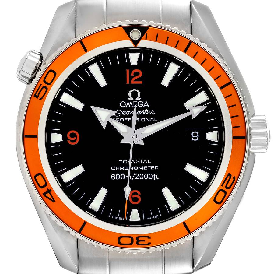 Omega Seamaster Planet Ocean Orange Bezel Steel Mens Watch 2209.50.00 Card SwissWatchExpo