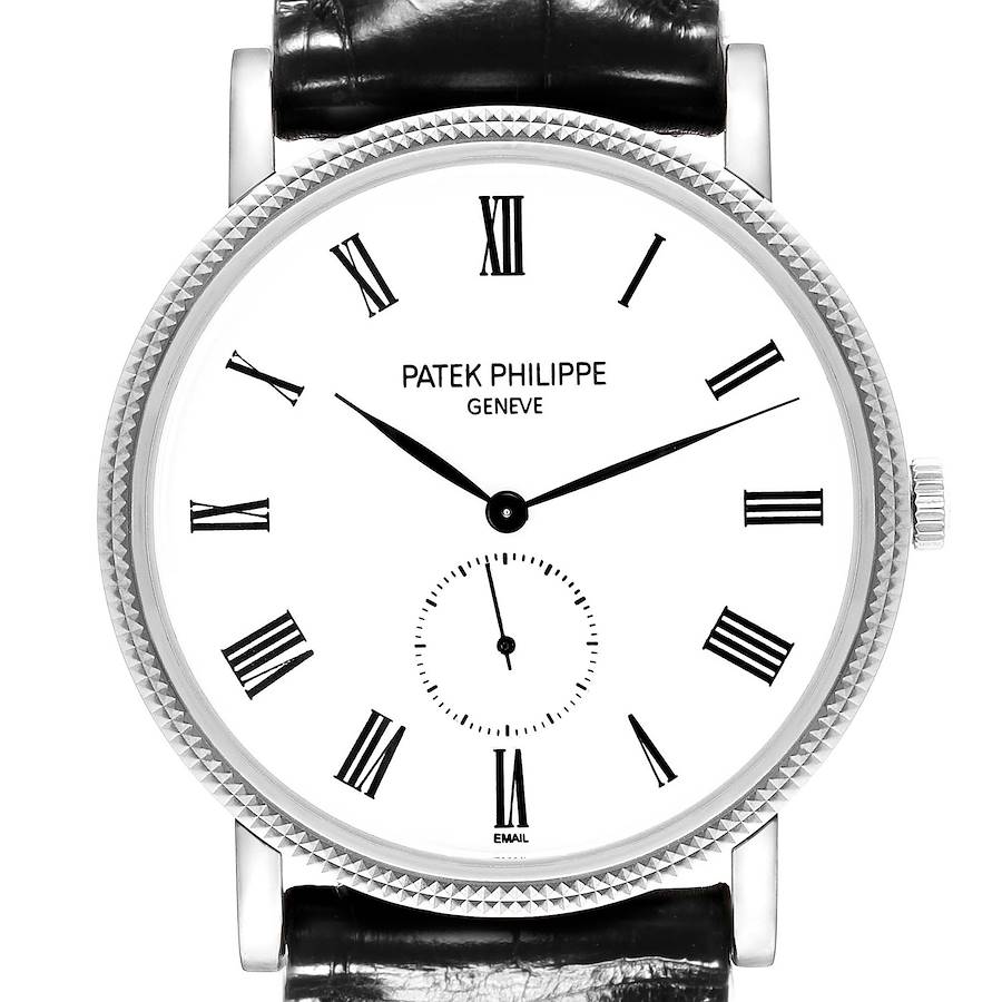 Patek Philippe Calatrava White Gold White Roman Dial Mens Watch 5116 SwissWatchExpo