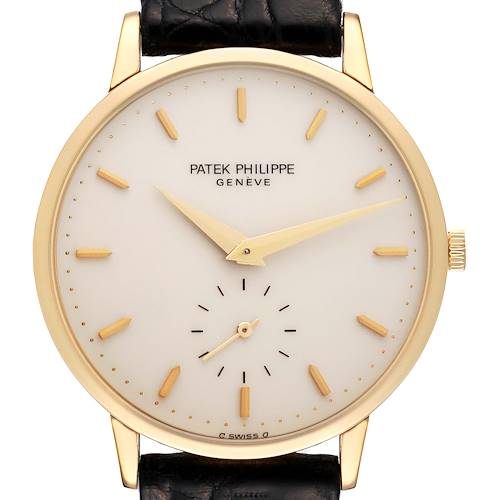 Photo of Patek Philippe Calatrava Yellow Gold Ivory Dial Mens Watch 3893 Pouch Papers